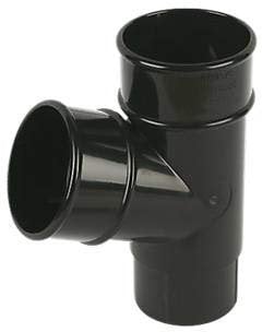 FloPlast Black Round Downpipe 68mm Branch 'Y' Junction Piece