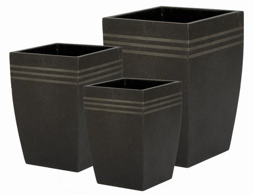 SIENA GARDEN Gefäßeset Covino 3 teilig schwarz Polyterrazzo