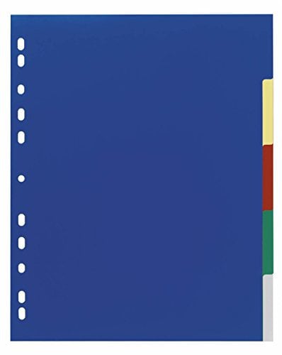 Durable Ordnerregister blanko aus PP, 5-farbig, A4 überbreit, 230 x 297 mm, 5 Blatt, 20er Packung, 673727