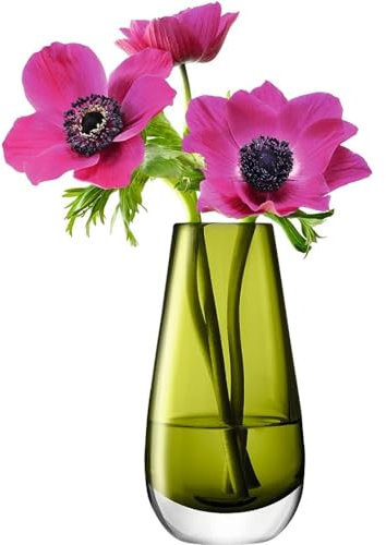 LSA International Flower Colour Bud Vase 14 cm, Olive, Green, H14cm