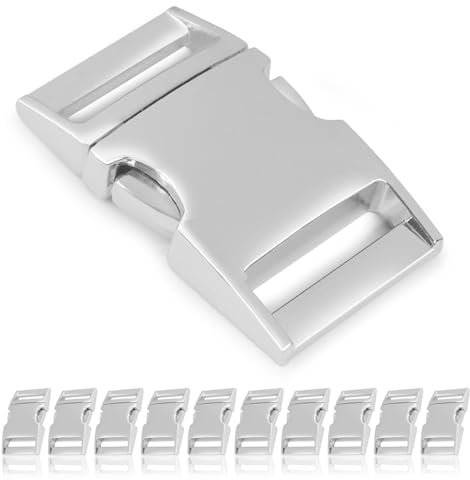 Ganzoo Klickverschluss Metall 1' Zoll, 25mm Schlitzmaß, 10 Stück, Klippverschluss, Steckschließer, Steckverschluss Paracord-Armbänder, Hunde-Halsbänder, Rucksack, Farbe: silber Farbe: silber glanz