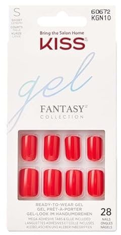KISS - KGN10C - gel prêt-à-porter - 28 ongles rouges