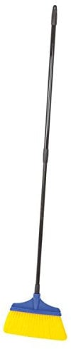 Allzweckbesen mit Teleskopgriff und Nylonborsten blau/gelb 70-127 cm - Teleskopstiel, Besen, Zeltbesen, Stielbesen, Haushaltsbesen, Feger, Teleskopierbar, Leicht zu transportieren, Kompakte Lagerung.