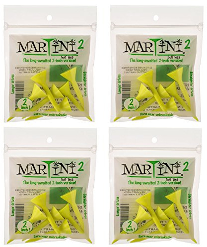 Martini Golf Tees 2 4 Packs of Yellow - 24 Tees Total - Virtually Unbreakable