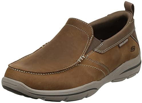Skechers Harper-Forde - Mocasines para Hombre con Plantilla Acolchada y Suela de Goma, Marrón (Dsch), 46 EU