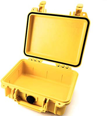 PELI 1200 Robuster Polypropylen Hartschalenkoffer, IP67 Wasser- und Staubdicht,4L Volumen, Ohne Schaum, Gelb