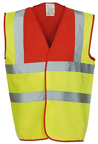 Yoko Unisex Premium Hi-Vis Waistcoat Vest / Jacket (L) (Hi Vis Yellow/Red)