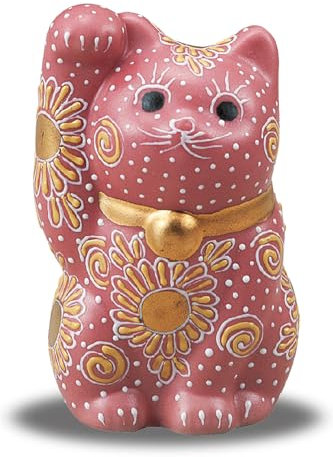 Japanische Winkekatzen Maneki Neko Rechte Hand Lucky Pink Katze Kutani Keramik