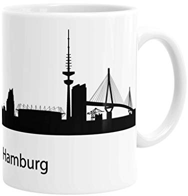 Merchandise for Fans Becher aus Keramik - 330 ml Motiv: Hamburg Skyline mit Sehenswürdigkeiten (02)