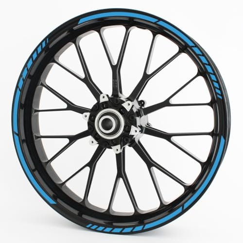 Motoking Felgenrandaufkleber im GP-Design in MATT/für 10 bis 14 / HELLBLAU MATT
