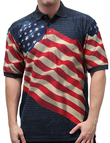 American Summer Original Herren Poloshirt mit USA-Flagge, Marineblau - Blau - X-Groß
