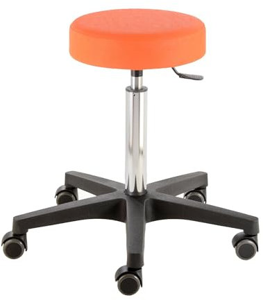 Prova Nova GmbH Rollhocker Comfort 4400, Sitzhöhe ca. 54-73 cm, Rundsitz Ø 33 cm, Rollen/Bodengleiter:weiche Radbandage, Polsterdekor:Dekor orange