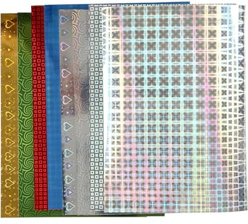 Papel holográfico, A4, 21 x 30 cm, 120 g, 8 hojas