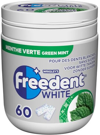 FREEDENT WHITE - Chewing-gum Menthe Verte sans sucres - Boîte de 60 dragées - 84g
