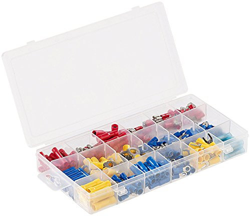 AGT Sortimentskasten: Set Kabelschuhe & Quetschverbinder in 18 Ausführungen, 260-teilig (Sortiment Kleinteileboxen, Kleinteilemagazin, ringkabelschuh)