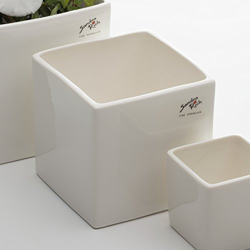 Porzellanblumentopf Cube weiß eckig 12 cm hoch Ø 12,0 x 12,0 cm von Sandra Rich