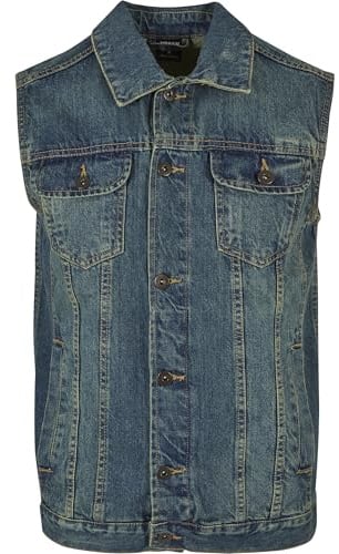 Urban Classics Men's Denim Vest Quilted Sleeveless Gilet, Blue (Lightblue 344), XX-Large