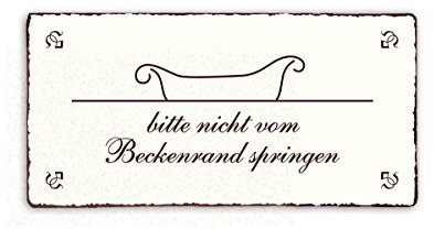 SCHILD Dekoschild « bitte nicht vom BECKENRAND springen 02 » Shabby Vintage Holzschild Türschild