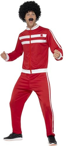 Smiffys Scouser Trainingsanzug, Rot & Weiß, mit Jacke & Hose