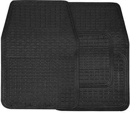 Streetwize - 4 Piece Rubber Car Mat Set Black for Interior Floor Protection