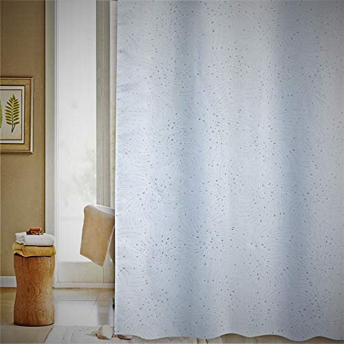 VÄLSON Duschvorhang 180x180 cm „Diamond Spiral White“ – Inkl. Ringe, verstärkte Lochleiste & Gewichtssaum – Wasserabweisend, Schimmelresistent & Pflegeleicht, Moderner Duschvorhang fürs Bad