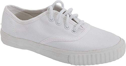Junior Lace Plimsol - White - White - size UK Childrens Size 5