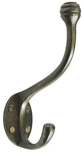 Castelion® Large Cast Iron Victorian Hook with Beehive Finial | Classic Wall Mounted Hook for Coat, Hat or Towels | Iron Home Decor | Made in The UK | 15cm x 10cm