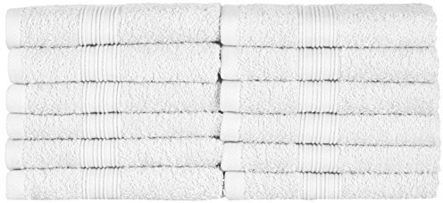 NatureMark Asciugamani per ospiti – Confezione da 12 (30x50 cm), 100% cotone, certificazione Oeko-Tex, morbidi, assorbenti e facili da curare – Per bagno, ospiti e spa – Colore Bianco