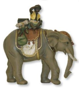 Unbekannt Krippenfiguren Elefant mit Mohr geeignet für 8cm Figuren