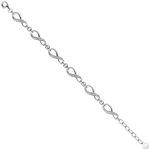 Jobo Damen-Armband Unendlichkeit aus 925 Sterling Silber mit 42 Zirkonia 19 cm