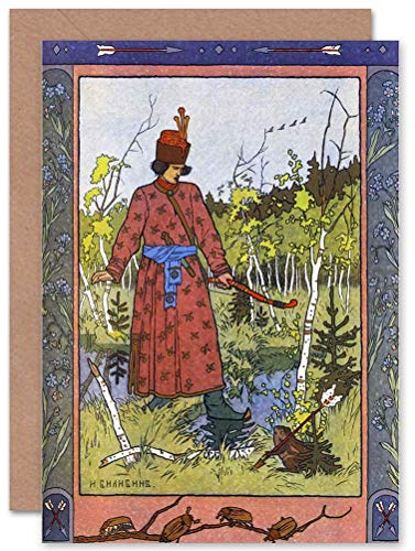 Wee Blue Coo Russische Märchenfroschprinzessin Bilibin Illustration Geburtstagskarte Grußkarte