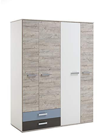 FMD furniture Kleiderschrank, Spanplatte, Sandeiche/farbig, ca. 149,5 x 192 x 60