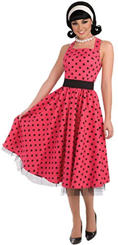 Forum Novelties - CS964779/ML - Robe annees 50 framboise a pois taille m/l
