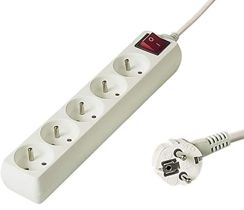 PremiumCord PP5K-07 base múltiple 7 m 5 salidas AC Blanco - Bases múltiples (7 m, 5 salidas AC, Tipo E / F, Blanco, 250 V, 10 A)