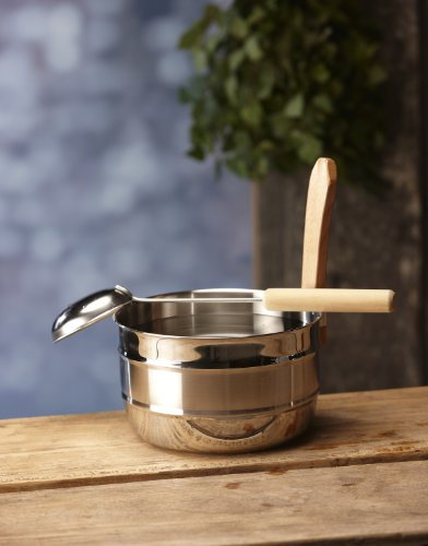 LUMO Sauna Aufgusskübel 5 L Edelstahl mit Kelle