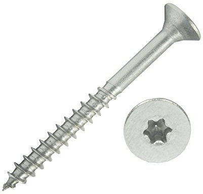 100 Stück Edelstahl-Schrauben 6x60 mm Teilgewinde Torx - Spanplattenschrauben mit Senkkopf - Holzschrauben/Holzbauschrauben - Werkstoff A2 VA V2A - Edelstahlschrauben/Universalschrauben TX25