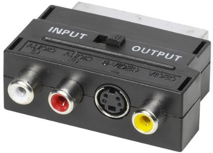 Vivanco Adaptador de Audio y vídeo, Conector Mini DIN + 3 Conectores RCA <> euroconector conmutable