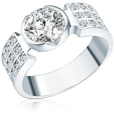 Rafaela Donata Damen Ring aus 925/- Sterling Silber rhodiniert mit Zirkonia Weiß - Silberring mit Steinen