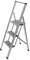 WENKO Leichte Aluminium Trittleiter mit 3 Stufen für 75 cm höheren Stand, rutschsichere XXL-Stufen, Design Klapptrittleiter, 44 x 127 x 5,5 cm, Silber matt