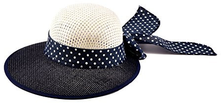 Miuno® Damen Sonnenhut Partyhut Stroh Hut Schleife H51039 (Navyblau)