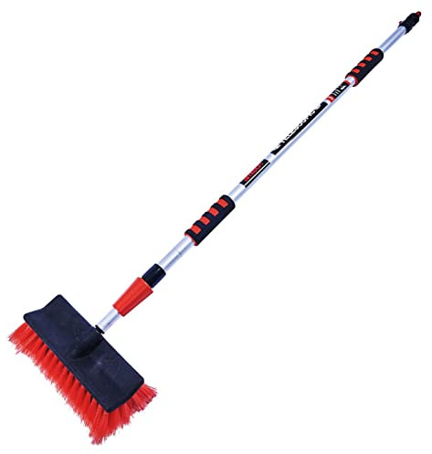 Amtech - Car Cleaning Brush for Windows with an Extendable Handle, Outdoor DIY, Easy to Use with a Comfortable Grip, Multifunctional Telescopic Cleaner, Durable, with Standard Hose Connector