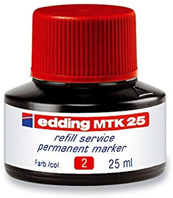 edding MTK 25 Nachfülltinte - rot - 25 ml - mit Kapillarsystem, ideal zum sauberen und unkomplizierten Nachfüllen von fast allen edding Permanentmarkern