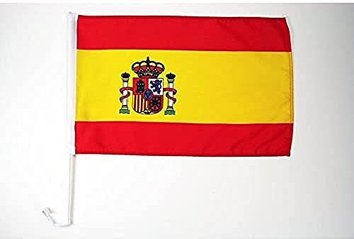 AZ FLAG - Autofahne Spanien - 45x30 cm - Spanische Autoflagge 30 x 45 Cm - Auto Flaggen