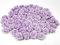 Rosen 15 mm x 20 Stück Satinrosen Aufnäher Deko Blumen Röschen zum Basteln Haarschmuck kleine Rosenköpfe Farbe: hell lila/hell Orchidee 430
