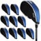 Andux Mesh Golf Iron Club Head Covers with Clear Window 10pack (Black/blue)