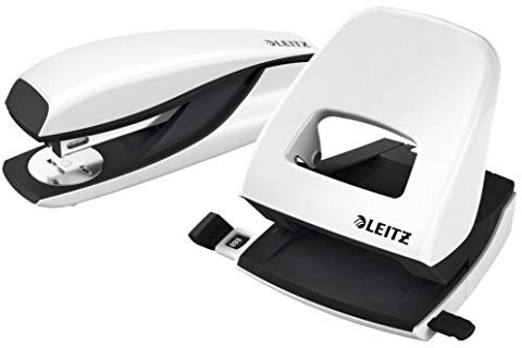 Leitz NeXXt Locher und Heftgerät Set für bis zu 30 Blatt, Inkl. Heftklammern, perlweiß, WOW, 50951001