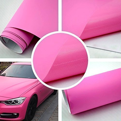 TipTopCarbon 8,55€/m² Matt Pink 152cm breit Blasenfrei Autofolie selbsklebend mit Luftkanäle 3D Flex Folie Auto