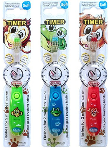 Club Cutie Zahnbürstenset für Kinder, mit blinkendem Timer, 3 Zahnbürsten