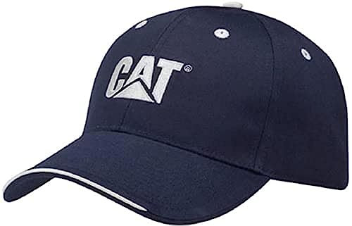 Caterpillar CAT Equipment Embroidered Navy Blue & Silver Visor Cap/Hat
