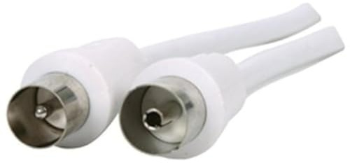 Aptii Coaxial TV Aerial Plug to Socket Fly Lead White 4m